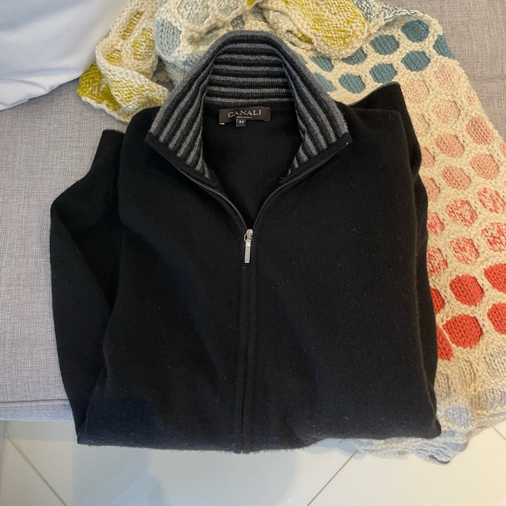 Canali men’s wool zip up sweater